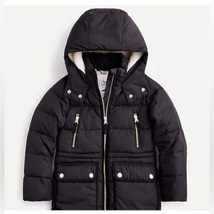 J. Crew Girls' Chateau Winter Puffer Jacket with Hood size M